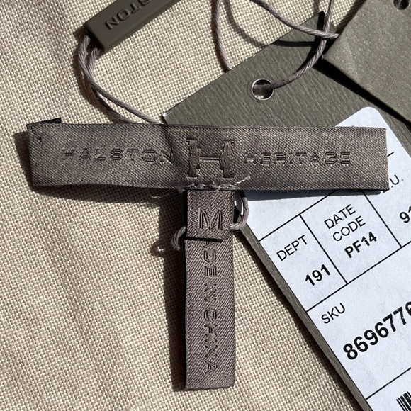 Halston Heritage (M) 100% silk shirt, asymmetrical dress in black and caramel. - Picture 6 of 16